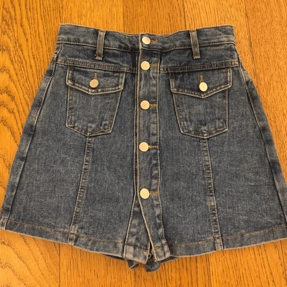 NWT The Frankie Shop “Blades” Blue Denim Skort Small - Picture 3 of 9